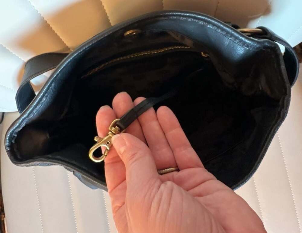 Michael Kors Black Pebbled Leather Shoulder Bag with Front Buckle Detail - Picture 5 of 7